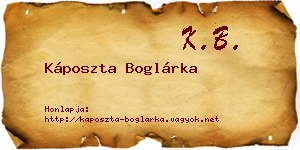 Káposzta Boglárka névjegykártya