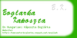 boglarka kaposzta business card