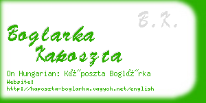 boglarka kaposzta business card